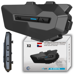 INTERKOM MOTOCYKLOWY BLUETOOTH MAXTO X2 POLSKI LEKTOR