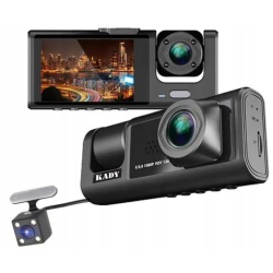KAMERA SAMOCHODOWA WIDEOREJESTRATOR KADY FULL HD 3 KMAERY DO TAXI/UBER/BOLT